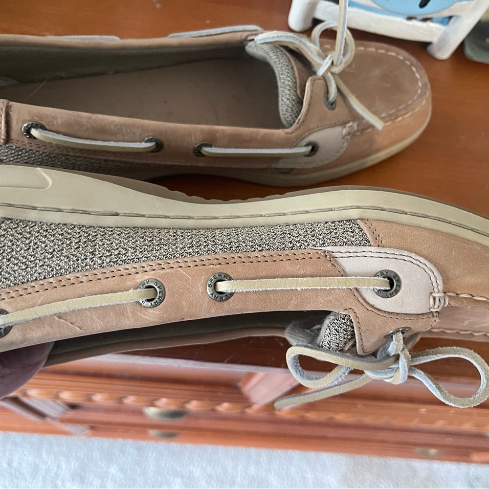 COPY - Women’s SPERRY Angelfish Tan Linen Oat sz 9.5 no box 📦 tried on fast shi… - Picture 5 of 6